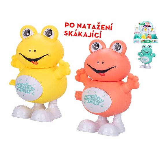 Žába 9,5cm po natažení skákající 3barvy 12ks v DBX