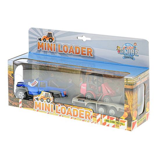Kids Globe Traffic auto SUV 30cm na zpětný chod na baterie se světlem a zvukem s bagrem v krabičce