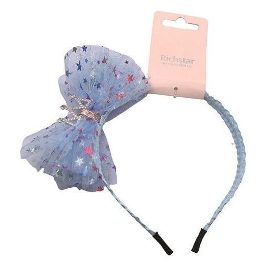 Čelenka do vlasů s korunkou, modrá, obvod 37 cm