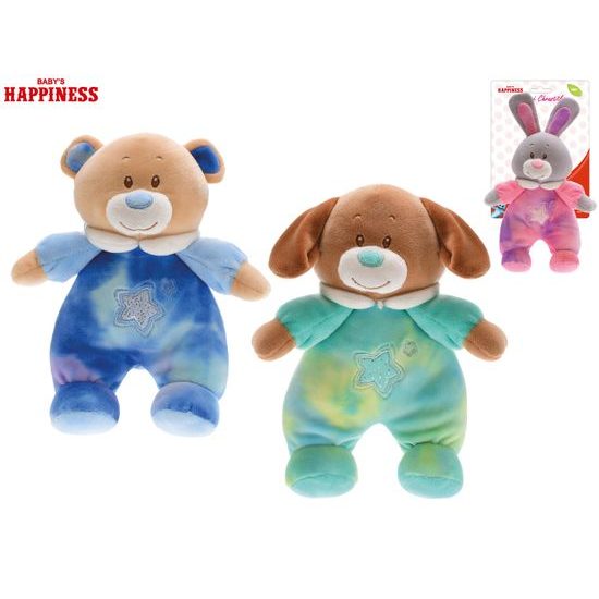 Baby Happiness zvířátko plyšové 21cm s chrastítkem uvnitř 0m+ 3druhy na kartě v sáčku
