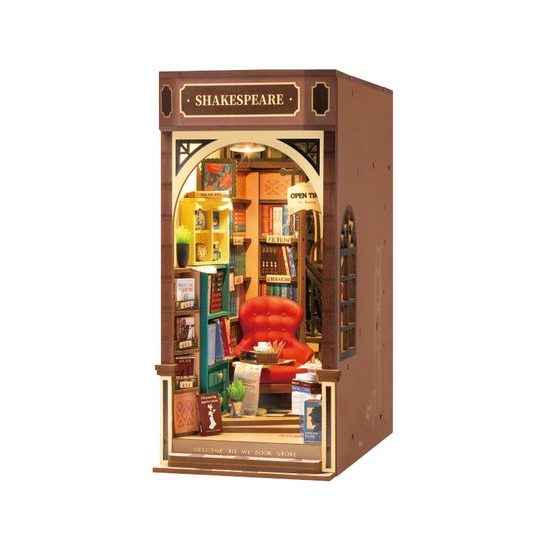 RoboTime 3D skládačka Zarážka na knihy Miniatura domečku Knihkupectví