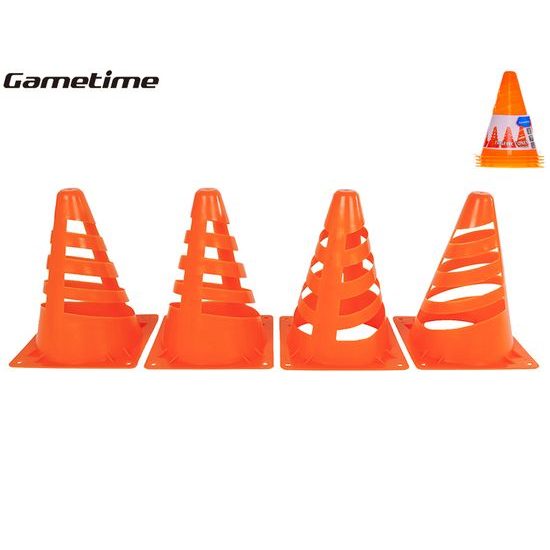 Gametime sada 4ks oranžových sportovních kuželů 13x13x18cm s otvory