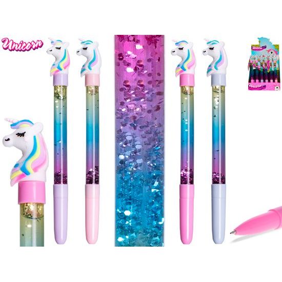 Unicorn propiska 19cm se třpytkami 4barvy 36ks v DBX