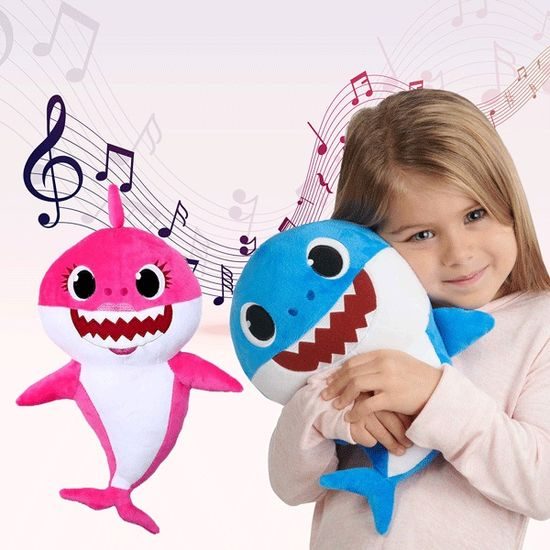 Baby Shark plyšový na baterie se zvukem- modrý