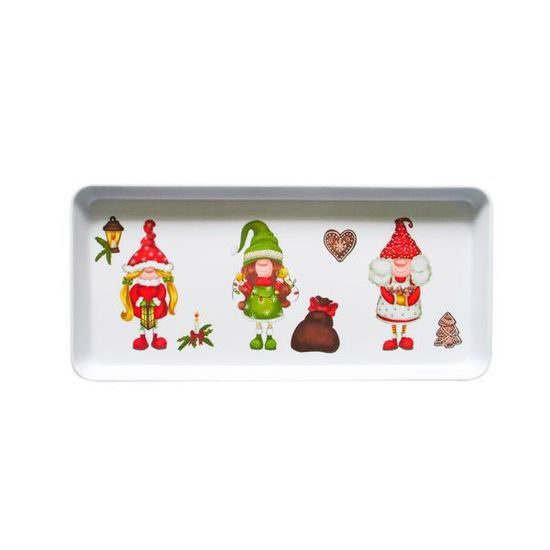Vánoční podnos servírovací obdelník 35x16,5x2,3cm "Elfíci"