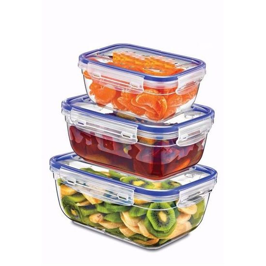 DUNYA Obdélniková dóza s klipem-3ks set(400,800,1400ml)