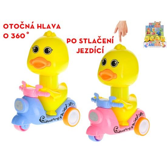 Kačenka 13cm po stlačení jezdící s otočnou hlavou 360° 2barvy 12ks v DBX