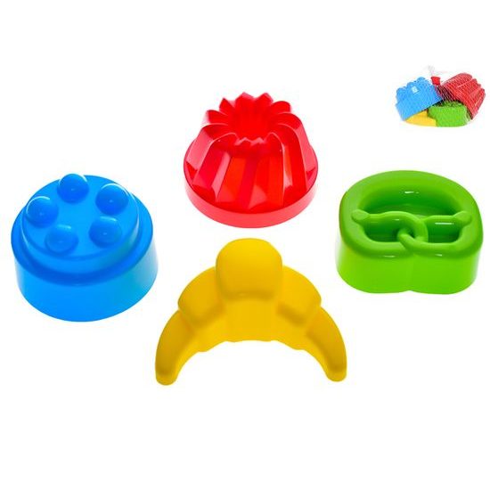 Formičky na písek bábovky 10-12cm 4ks 12m+ v síťce