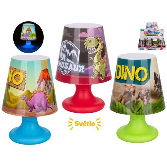 Lampička s motivy dinosaurů 11cm na baterie se světlem 3barvy 12ks v DBX