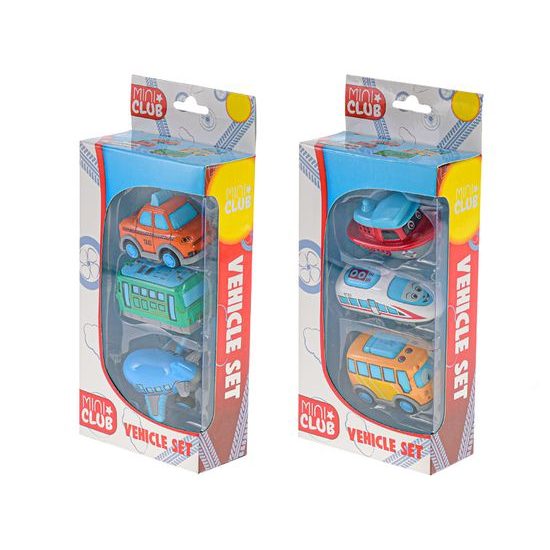 Mini Club vozidlo veselé 7cm kov na zpětný chod 3ks 2druhy 18m+ v krabičce