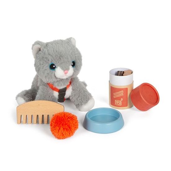 small foot Plyšová kočka s pečovatelskou sadou
