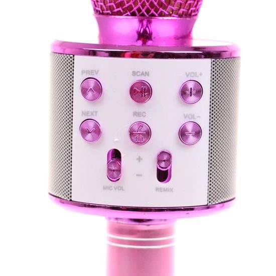 Bezdrátový karaoke mikrofon WS 858 - Růžový