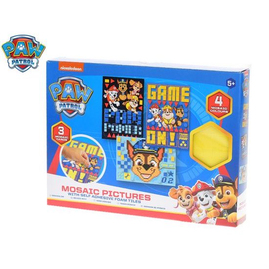 Paw Patrol mozaika 21x15cm 4pěnové nálepky + 3druhy obrázků v krabičce