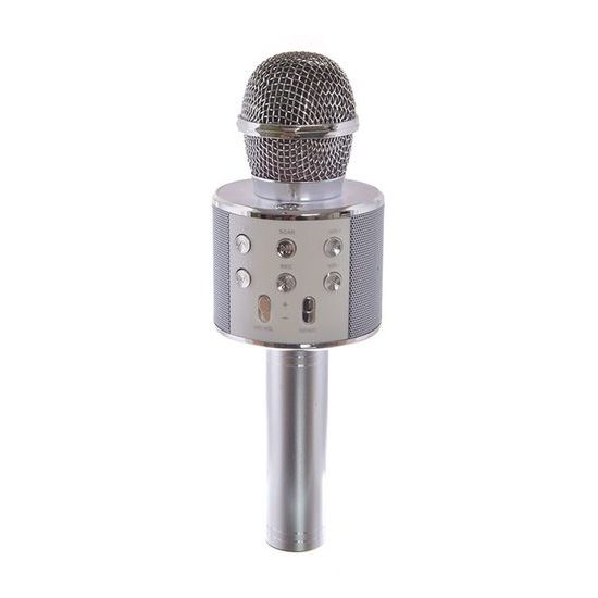 Bezdrátový karaoke mikrofon WS-858 - Stříbrný