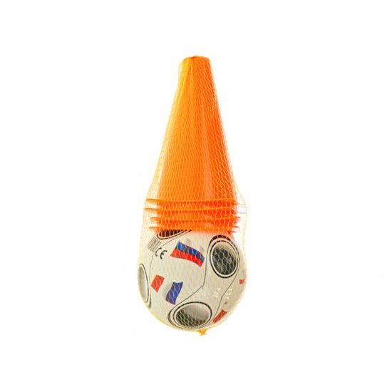 Fotbalové kužely 18cm 4ks s míčkem 11cm 10m+ v síťce