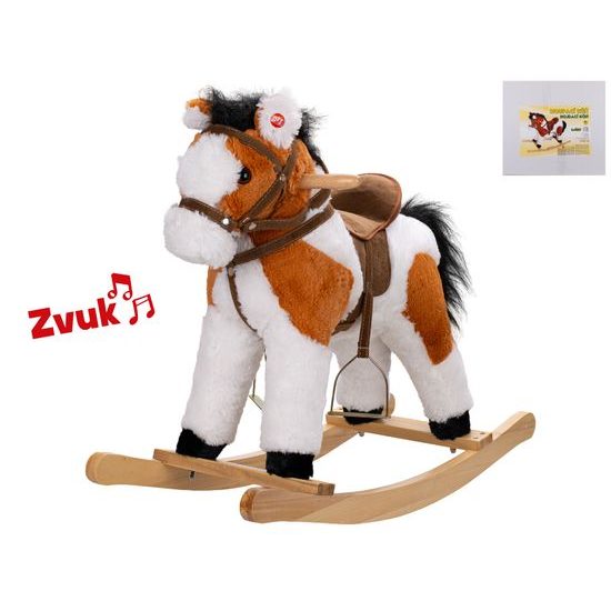Kůň plyšový houpací 55cm na baterie se zvukem v krabičce