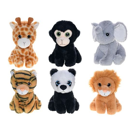 Zvířátko safari plyšové 15cm velké oči 6druhů 0m+ v sáčku