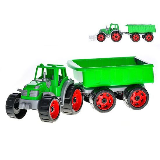 Traktor se sklápěcím přívěsem 54cm zelený 24m+ v síťce