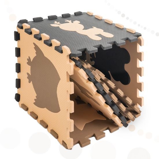 Pěnová podložka na puzzle pro děti 9 ks béžovo-hnědo-černá 85cm x 85cm x 1cm