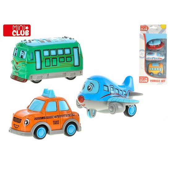 Mini Club vozidlo veselé 7cm kov na zpětný chod 3ks 2druhy 18m+ v krabičce