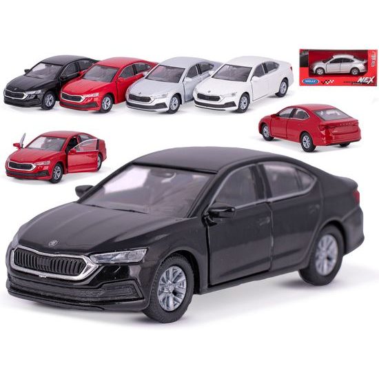 Welly Škoda Octavia IV 12cm kov zpětný chod 4barvy v krabičce