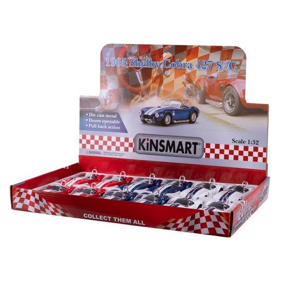 Kinsmart Shelby Cobra 427 1965 13cm kov na zpětný chod 3barvy 12ks v DBX