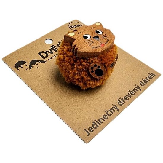 2Kids Toys Dřevěná magnetka velká pompon Kočka