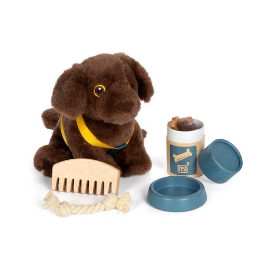 small foot Plyšový pes s pečovatelskou sadou