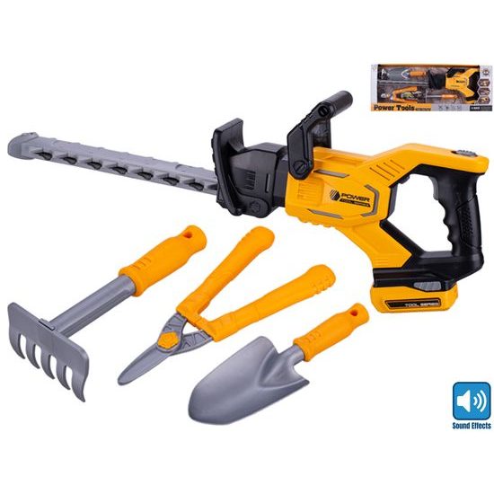 Nůžky na živý plot 57cm na baterie se zvukem a doplňky 3ks v krabičce