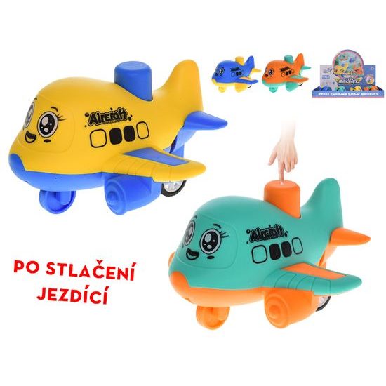 Letadlo 10cm po stlačení jezdící 4barvy 12ks v DBX