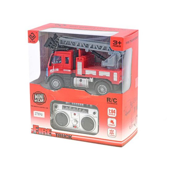 R/C auto hasičské se žebříkem 13cm 1:64 plná funkce na baterie se světlem 27MHz v krabičce