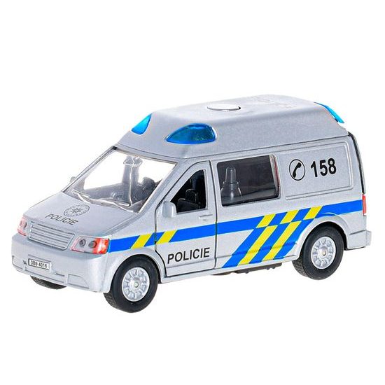 Kids Globe Traffic policie CZ 14cm kov zpětný chod na baterie světlo a zvuk 12ks v DBX