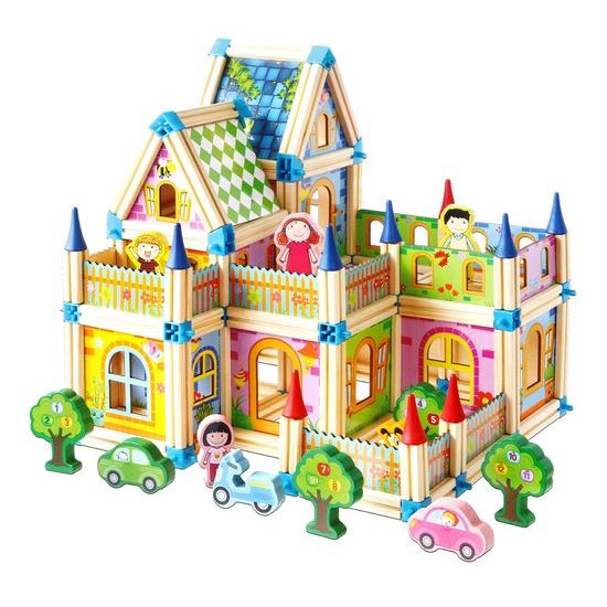 2Kids Toys Dřevěná stavebnice Zámek barevný