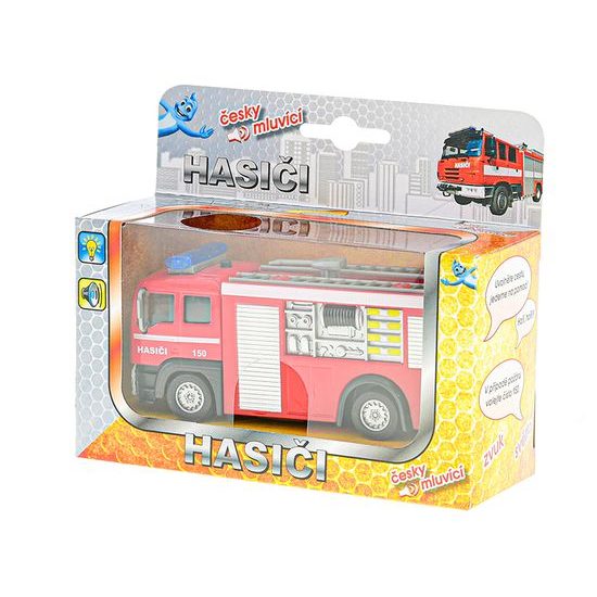 2-Play Traffic hasiči CZ 12cm kov na zpětný chod na baterie česky mluvící se světlem v krabičce