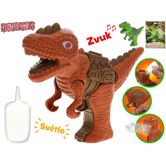 Dinoworld dinosaurus 17cm na baterie se světlem a zvukem vytvářející páru