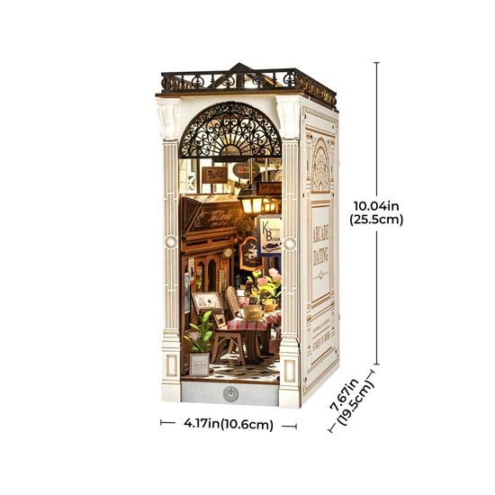 RoboTime 3D skládačka Zarážka na knihy Miniatura domečku Setkání v pasáži s knihami
