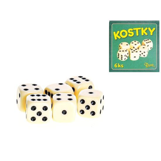 Kostky hrací 16mm 6ks v krabičce