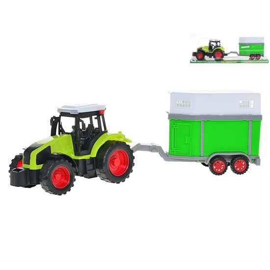 Traktor s přepravníkem pro koně 36cm na setrvačník v krabičce