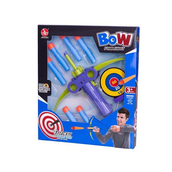 Kuše s terčem a pěnovými náboji 6ks 2barvy v krabičce