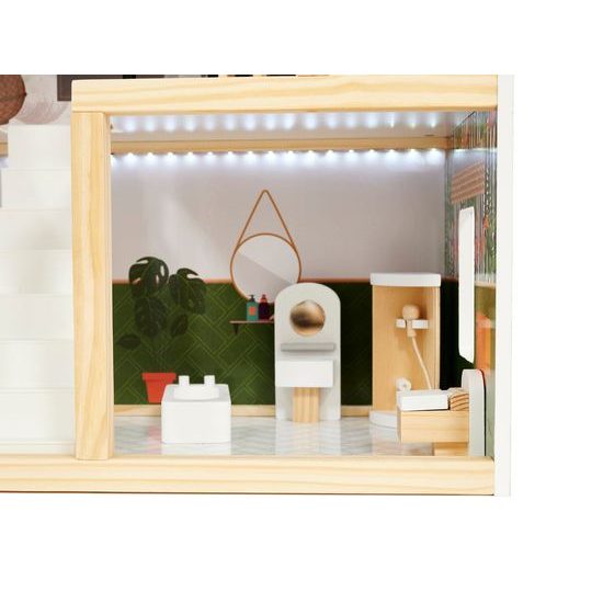 Dřevěný domeček pro panenky LULILO FLORO boho LED