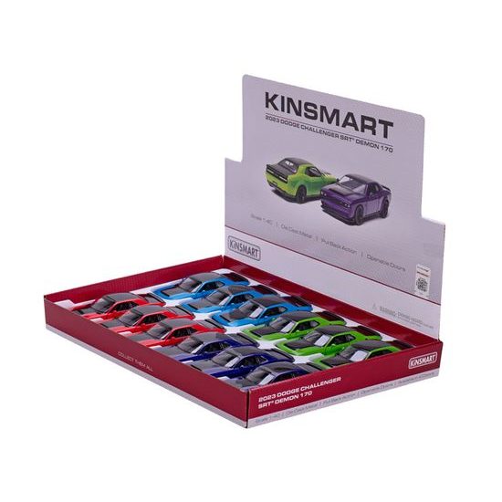 Kinsmart Dodge Challenger SRT 170 12,5cm 1:40 kov zpětný chod 4barvy 12ks v DBX