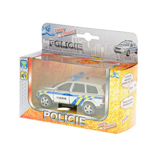 2-Play Traffic policie CZ 11cm kov na zpětný chod na baterie česky mluvící se světlem v krabičce