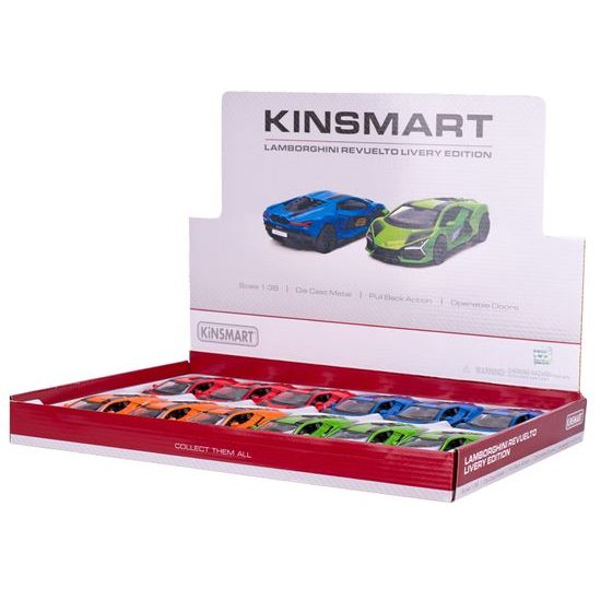 Kinsmart Lamborghini Revuelto 13cm 1:38 kov zpětný chod 4barvy 12ks v DBX
