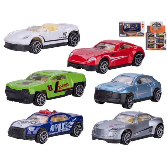 Auto sportovní 7cm kov volný chod 6druhů v krabičce 24ks v DBX