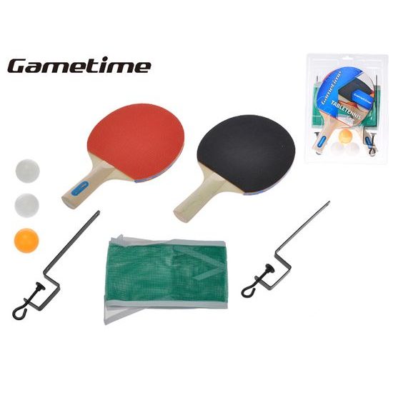 Gametime sada na stolní tenis pálky dřevěné 25cm 2ks + míčky 3ks se síťkou v blistru