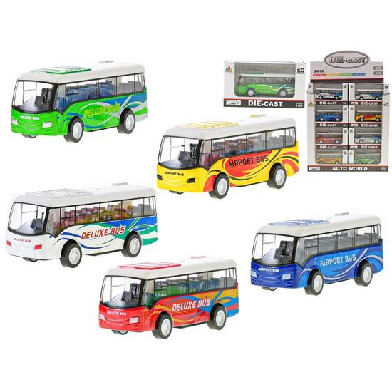 Autobus kov 9cm zpětný chod 5barev v krabičce 24ks v DBX