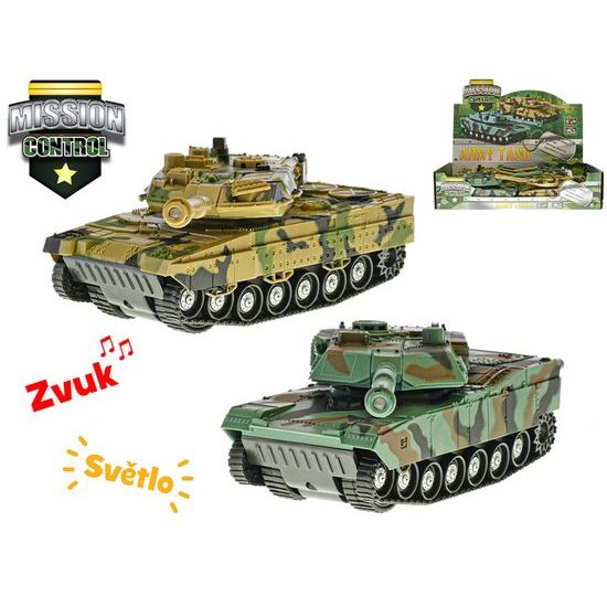 Mission Control tank 1:32 24cm na setrvačník na baterie se světlem a zvukem 2barvy 8ks v DBX