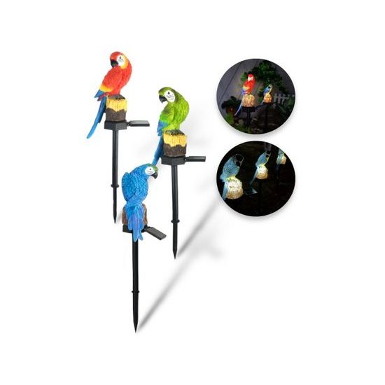 LED solární lampa papoušek - 42 cm- zelený
