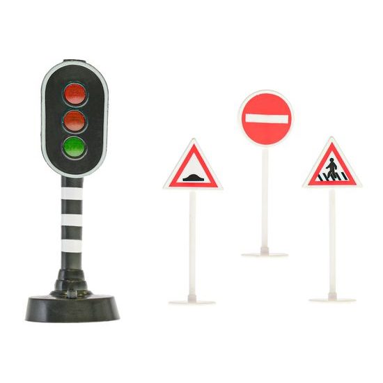 Kids Globe Traffic semafor 13cm na baterie se světlem + 3 značky v krabičce