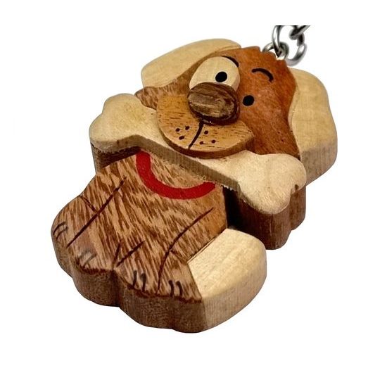 2Kids Toys Dřevěná klíčenka velká Pes s kostí